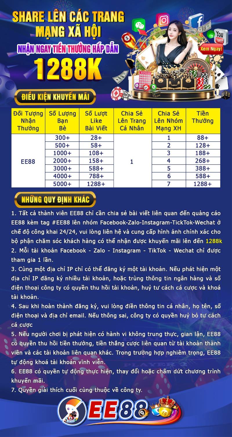 Tặng thêm khi chia sẻ MXH – Nhận thưởng tới 1.288.000 VNĐ